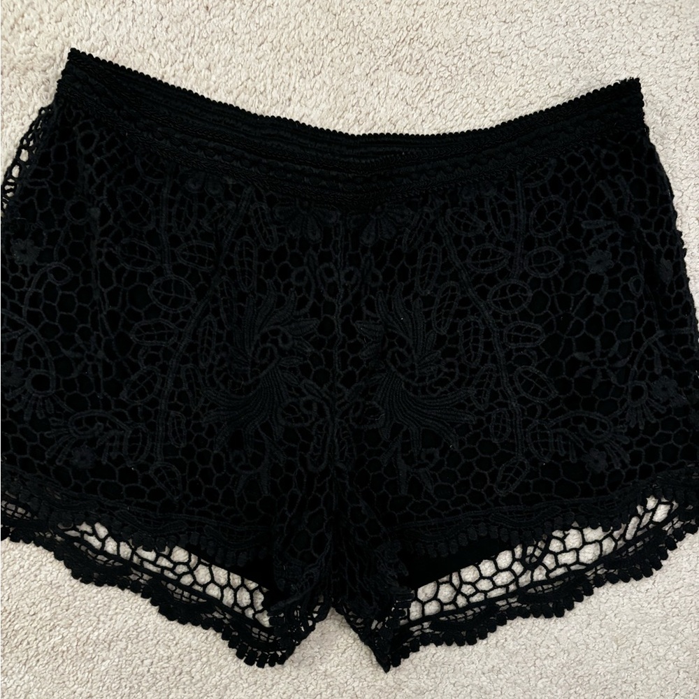 Black crochet shorts